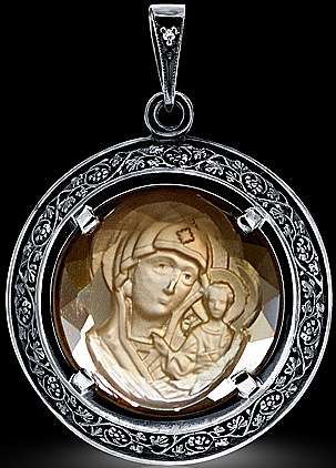 Образок Казанская икона Божией Матери, раух топаз