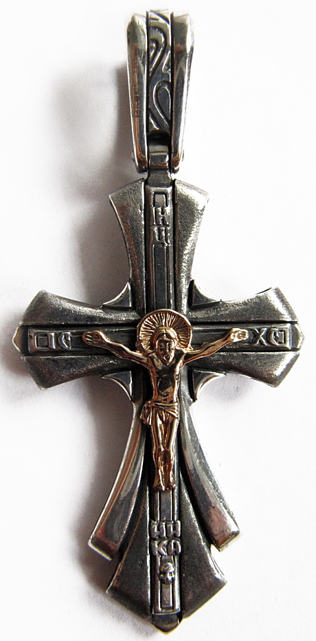 Серебряный крест «Мужественность» с золотой накладкой
