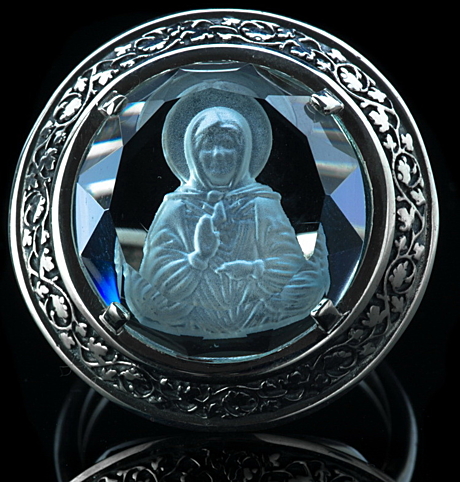Кольцо святая Матрона Московская, голубой кварц