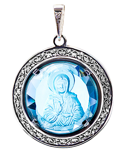 Образок святая блаженная Матрона Московская, голубой кварц