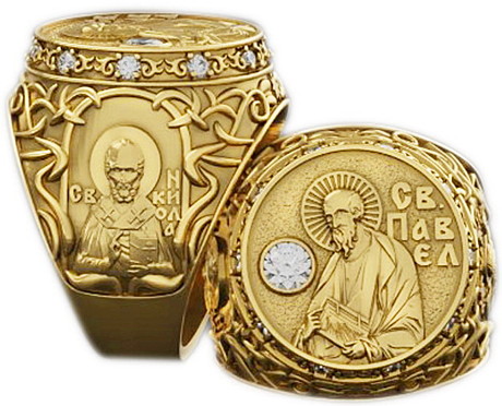 Золотые перстни с православными святыми