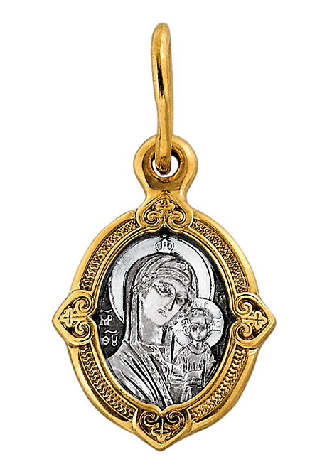 Образок Казанская икона Божией Матери. Процветший крест