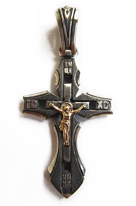 Серебряный крест «Сила» с золотой накладкой