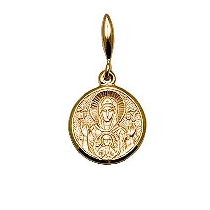 Нательная икона Божья Матерь «Знамение», красное золото