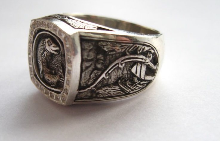 Кольцо "Для рыбака", серебро