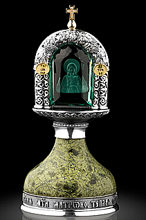 Икона святая блаженная Матрона Московская, серебро, бриллианты