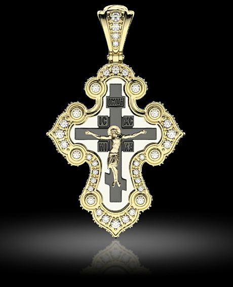 Крест бриллиантовый, золото 585 пробы