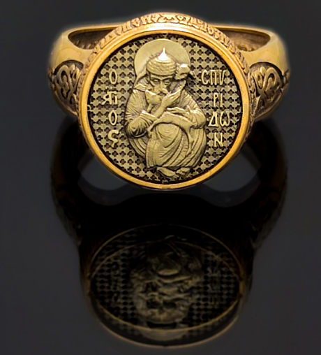 Перстень  Спиридо́н Тримифунтский, позолота