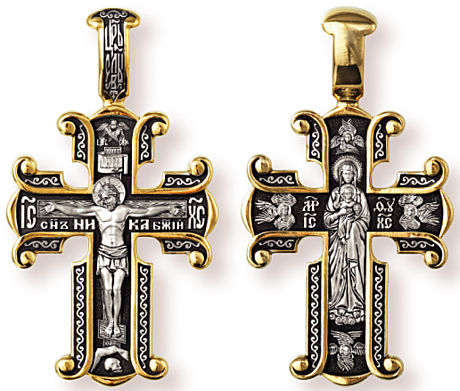 Крест православный. Валаамская икона Божией Матери