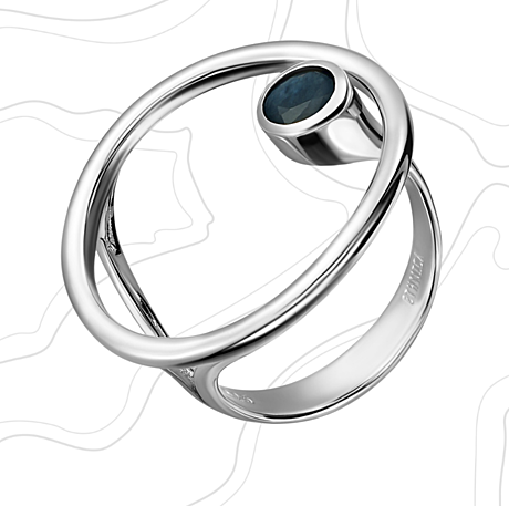 Авангардное кольцо с сапфиром