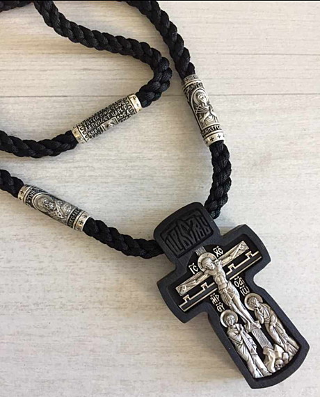 Крест из дерева с серебром Николай Чудотворец, Богоматерь Семистрельная, молитва 