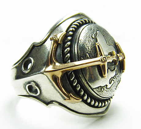 Перстень «Континенты» с золотой накладкой
