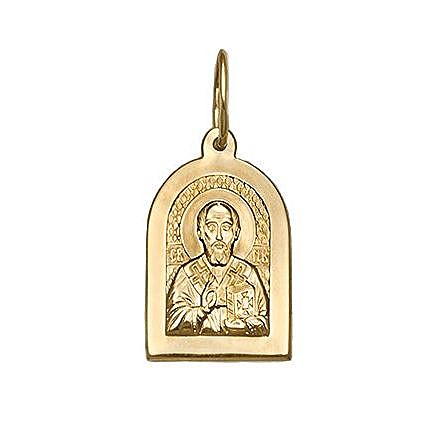 Нательная икона святитель Николай Чудотворец, красное золото