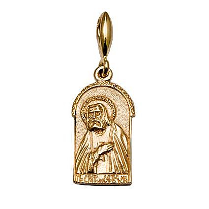 Нательная икона святой Серафим Саровский, красное золото